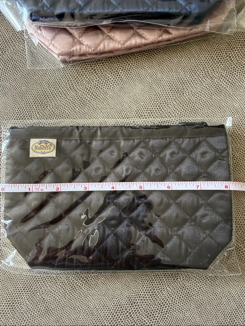 Quilted Cosmetic Pouch Set (3) - Black, Blush Pink, Navy Blue